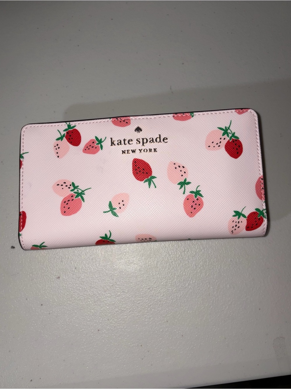 kate spade Pink Strawberry Print Continental Wallet